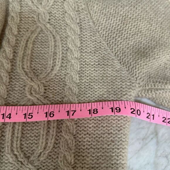 Intuitions vintage 100% wool cable knit open front cardigan shoulder pads sz L - Picture 6 of 7